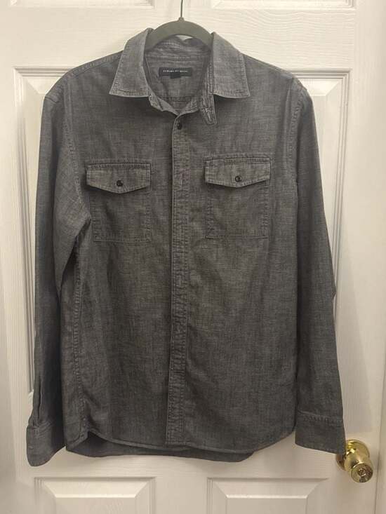 Banana Republic Other - Banana Republic Men's Slim Fit Gray Slub Chambray Button Down Shirt Size M 15 x
